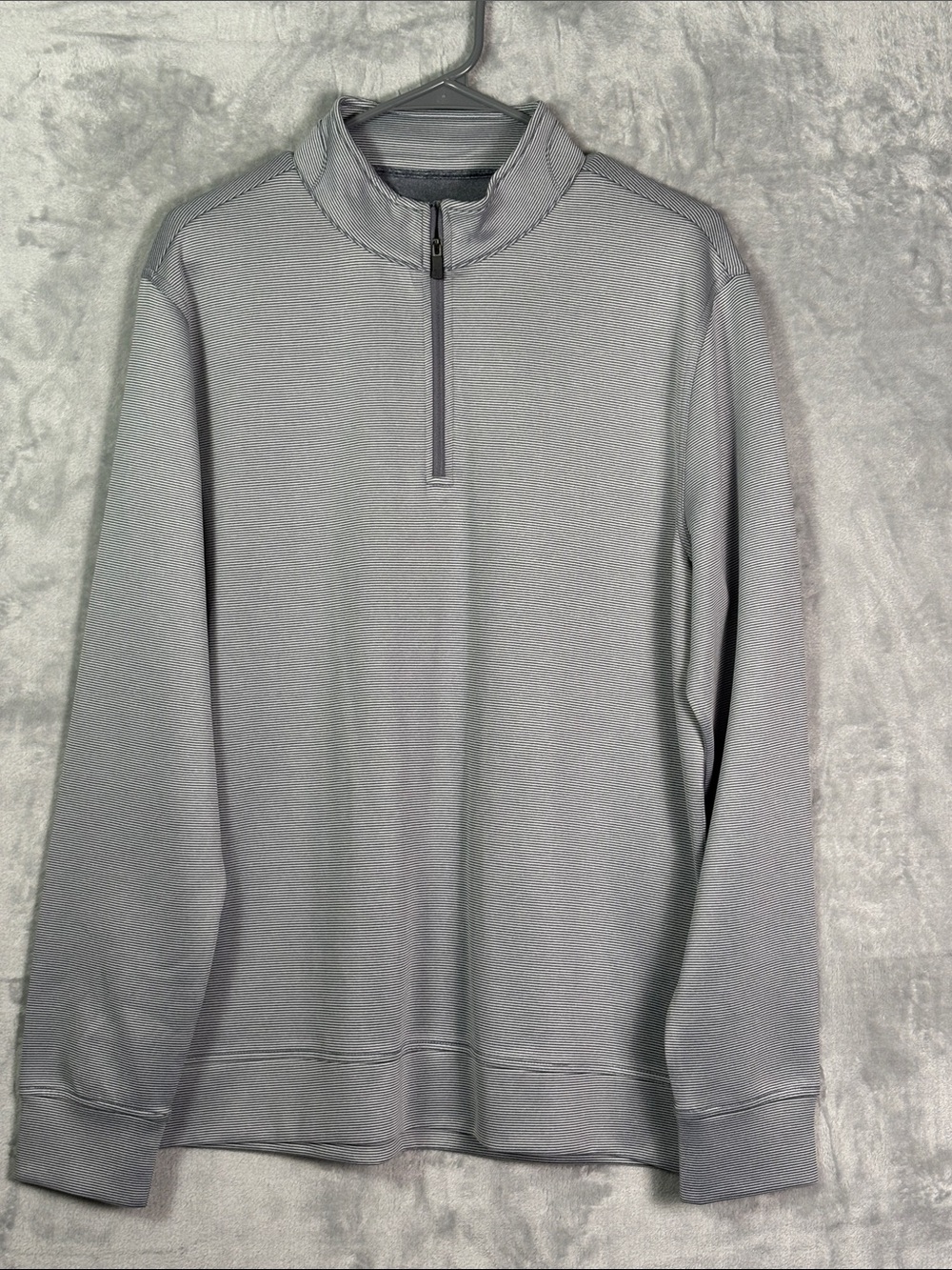 Hickey Freeman Blue White Striped 1/4 Zip Pullover Size Medium